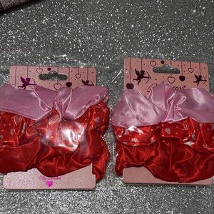 Set of Two Valentines Silky Nylon Hair Tie 3-packs